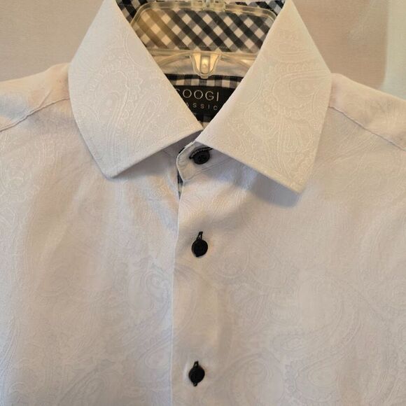 COOGI CLASSIC MENS BUTTON UP LONG SLEEVE WHITE SHIRT PAISLEY SIZE 15 1/2 32/33 - Picture 4 of 10